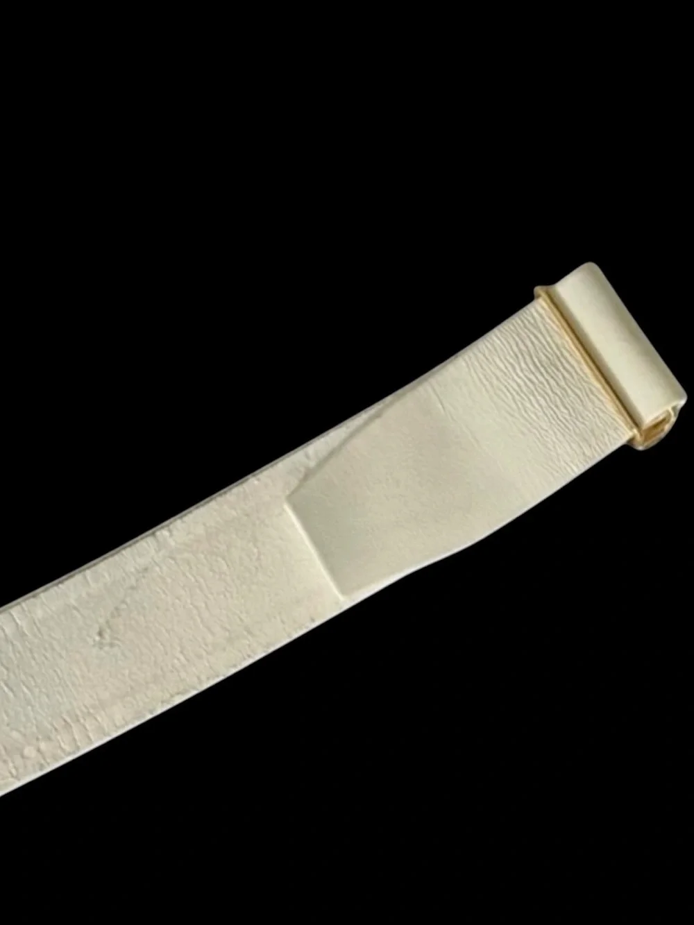 St. John Vintage White Wide Leather Belt w/Gold & Silver Crystal Oval Buckle